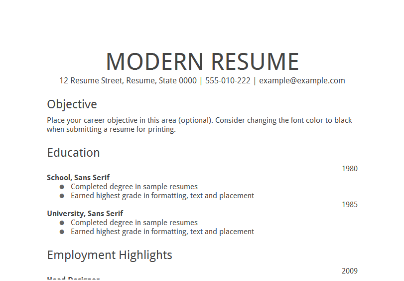Good objective resume medical field