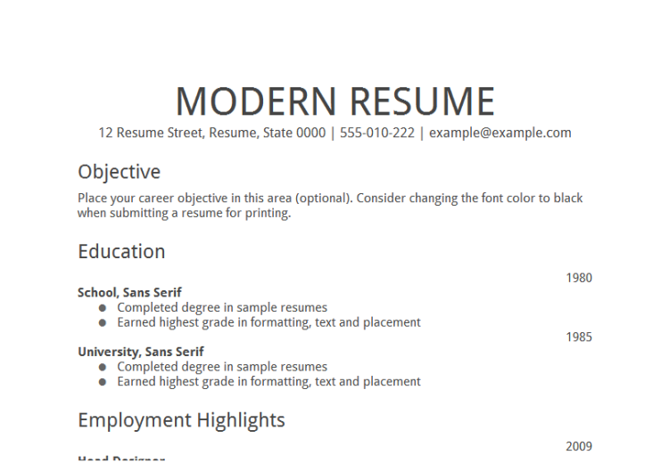 Job Resume Objective Examples